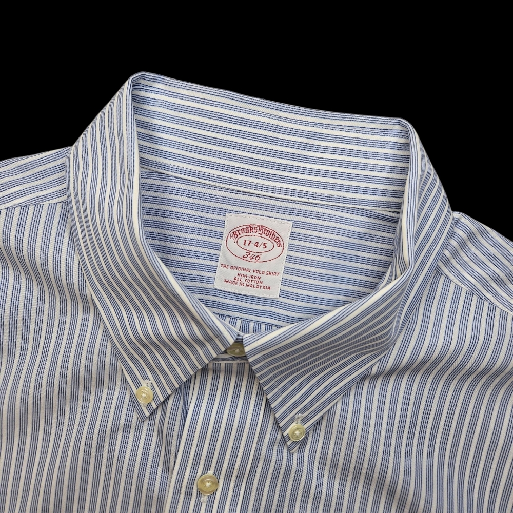 men's Brooks Brothers 346 all cotton blue white striped button down shirt